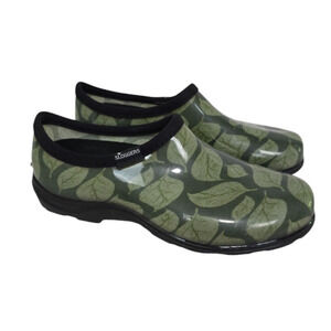 Sloggers Womens‎ Rubber Clogs Size 10 Floral Green Cushioned Insoles Made USA